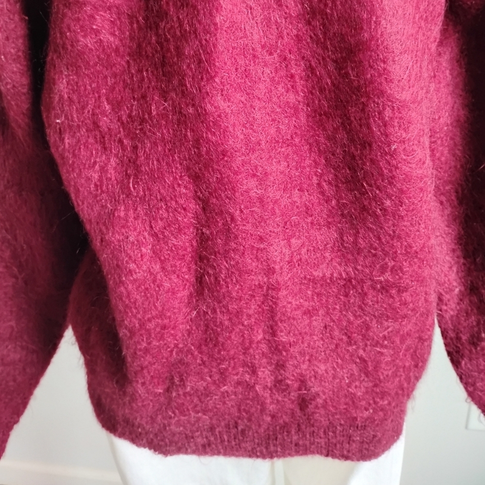 Shag-a-Mo Virgin Wool V-Neck Sweater Burgundy Curt Cobain Vintage 60s Size Med - Picture 9 of 11